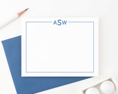 MS012 personalized bordered monogrammed note cards for adults monogram 3 letter classic 1