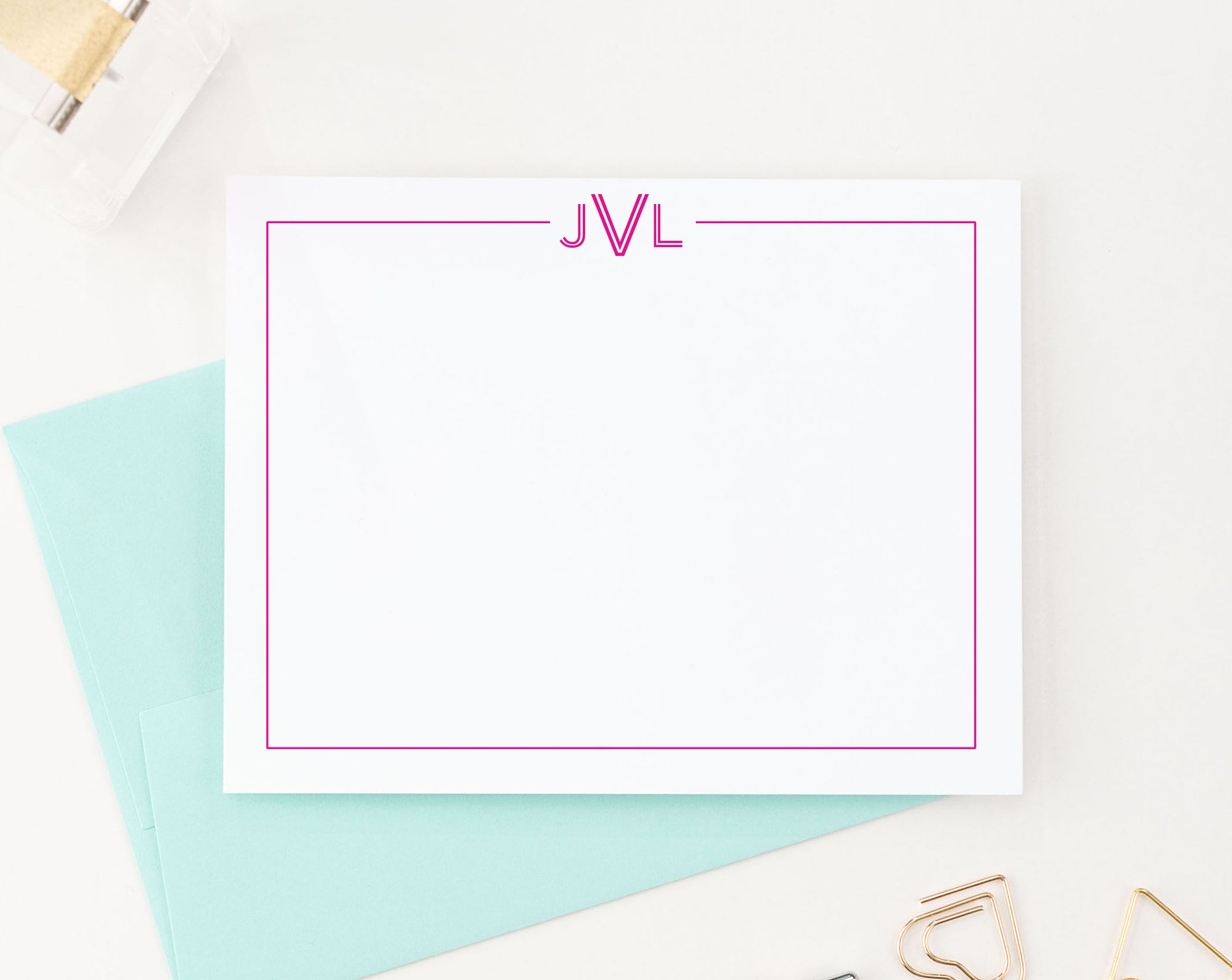 MS012 personalized bordered monogrammed note cards for adults monogram 3 letter classic 1