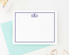 MS020 personalized classic monogram notecards with border women men 3 letter 3