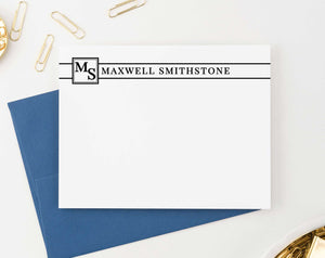 MS027 personalized 2 letter onogramed notecards for men and women professional business classic 2