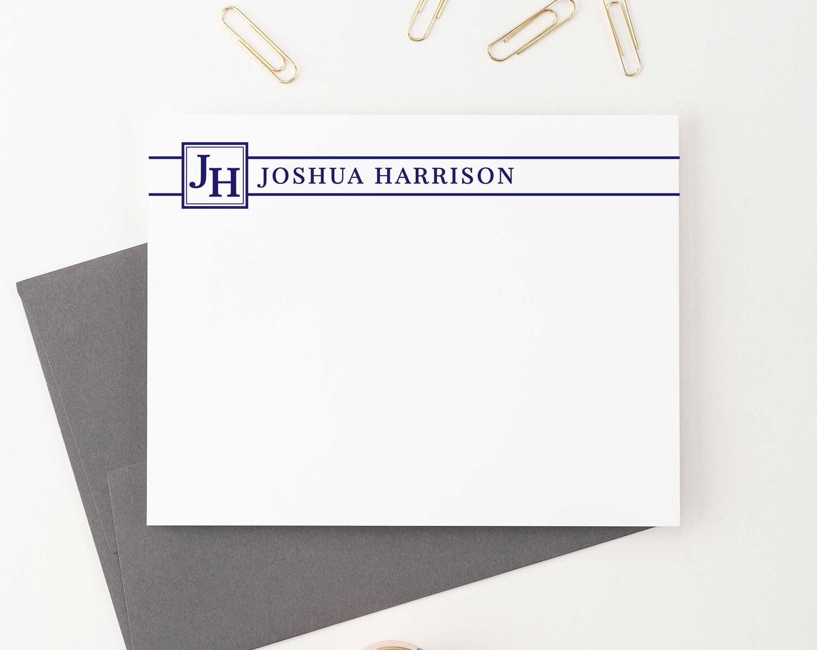 MS027 personalized 2 letter onogramed notecards for men and women professional business classic 2