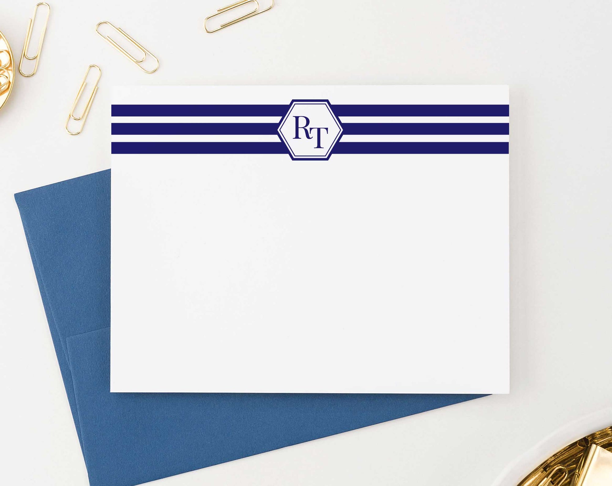 MS029 2 initial note cards set personalized men women classic monogrammed