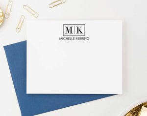 MS033 professional 2 letter monogram notecards with name men professional business.