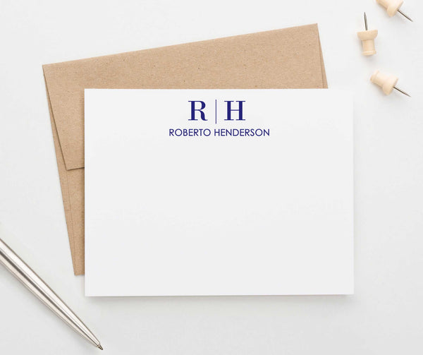 Professional Monogram Note Cards for Women and Men - Modern Pink Paper