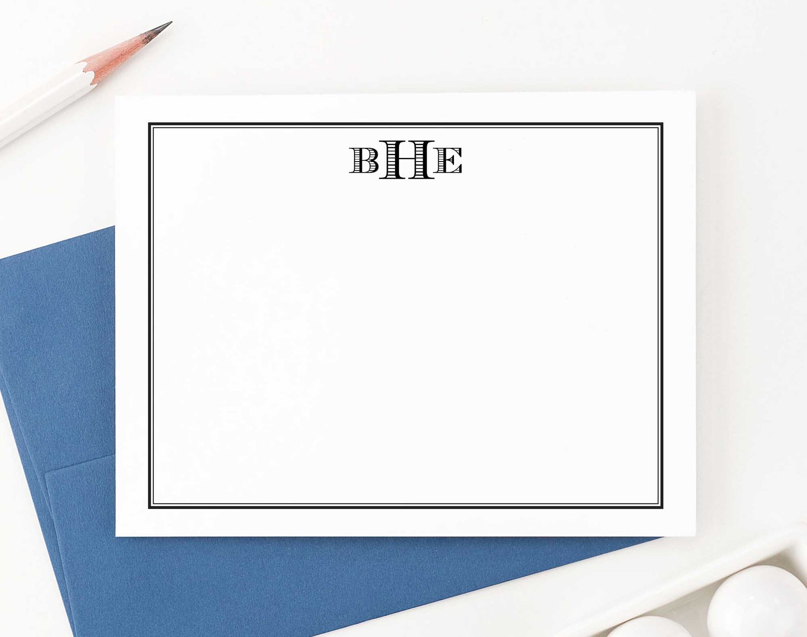 MS039 perosnalized borderd monogrammed stationery sets 3 letter men professional business