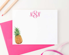 MS043 personalized pineapple 3 letter monogrammed stationary set women monogram fruit 2