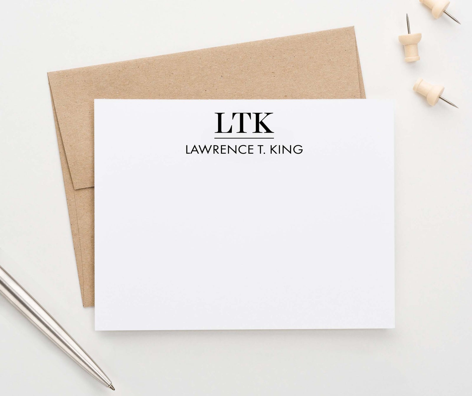 MS056 professional 3 initial personalized monogramed notecards for men and women classic business