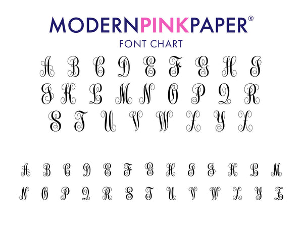 Name and 3 Letter Monogramed Stationary for Women and Men - Modern