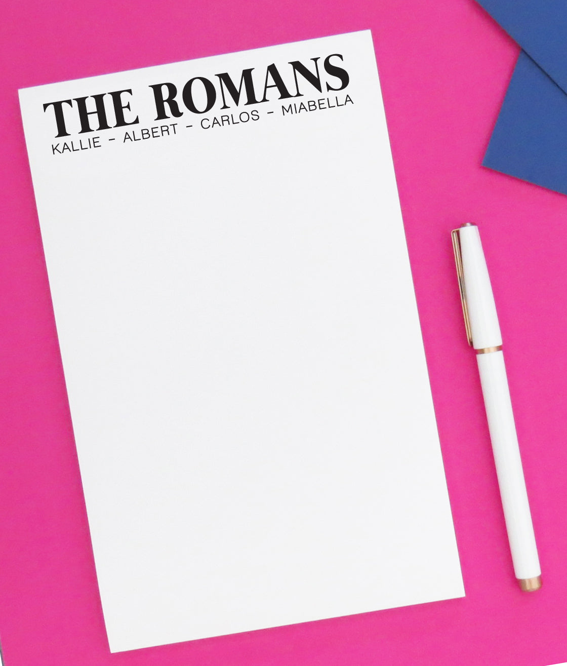 Simple Block Font Family Personalized Notepads - Modern Pink Paper