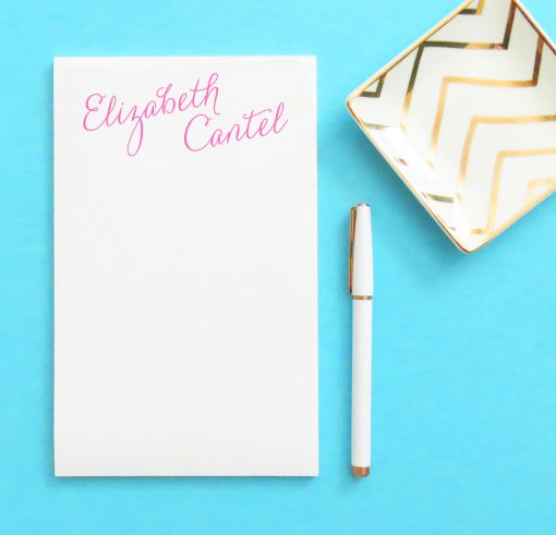 Simple Modern Script Notepads Personalized for Women - Modern Pink Paper