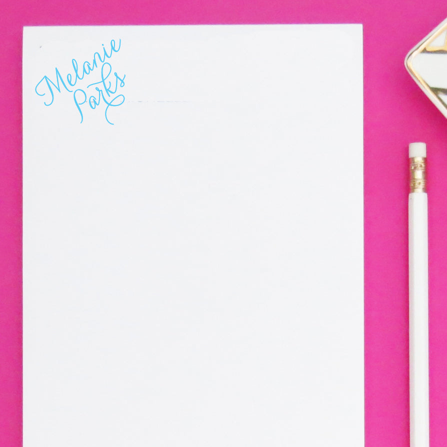 Personalized Corner Script Personalized Note Pads for Women
