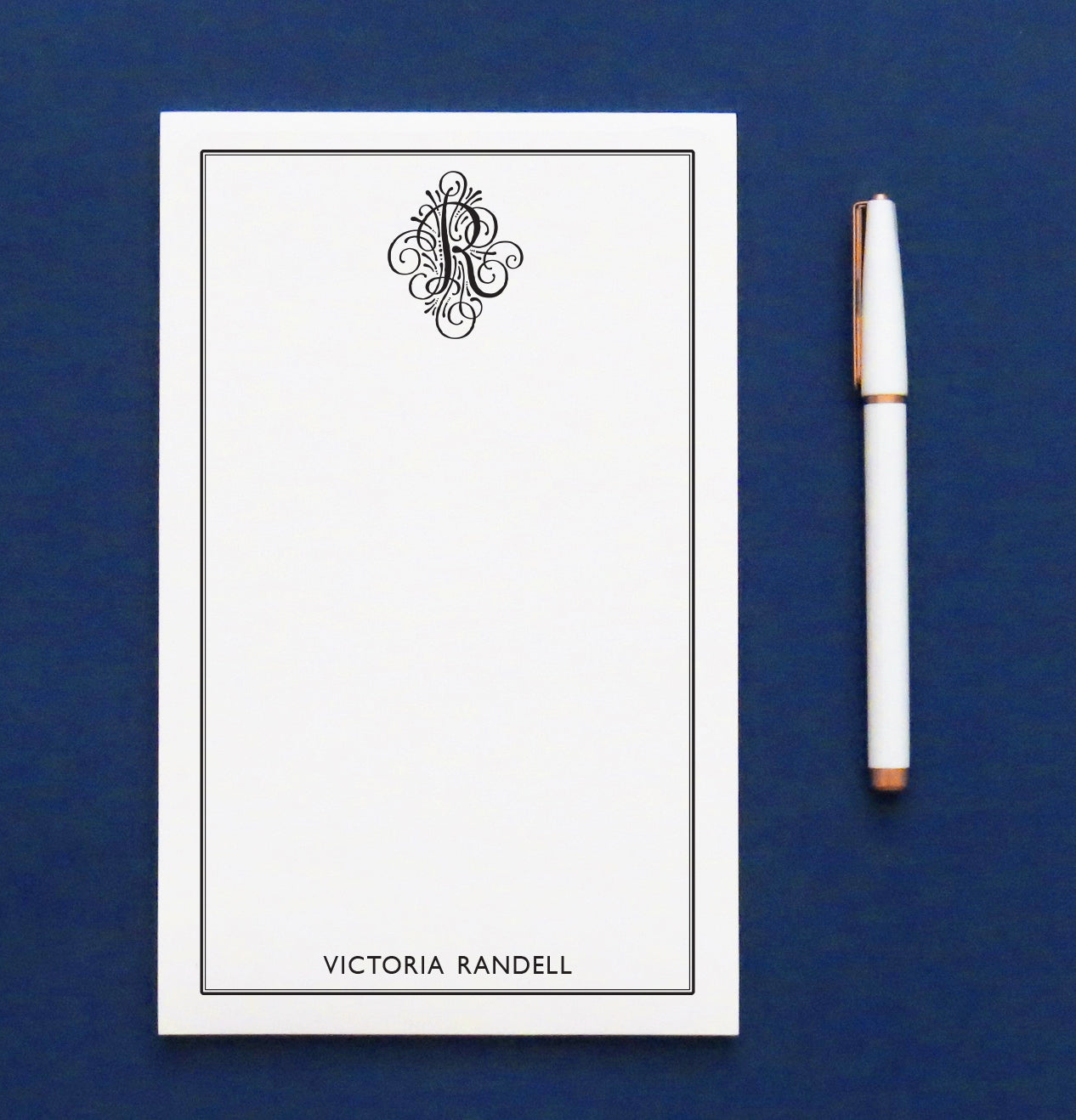 NP015 1 initial personalized monogram notepads border block font