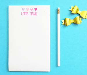 NP019 personalized name and heart note pads for kids letter writing 1