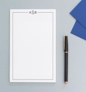 NP020 personalized simple border and 3 letter monogram notepads men women stationery 1