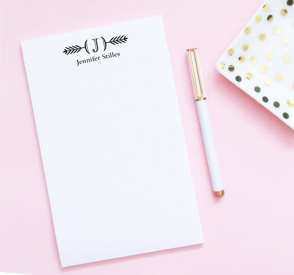 Personalized Name and 1 Initial Monogram Note Pads for Women - Modern ...
