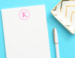 NP029 single letter monogram note pads personalized polka dot circle