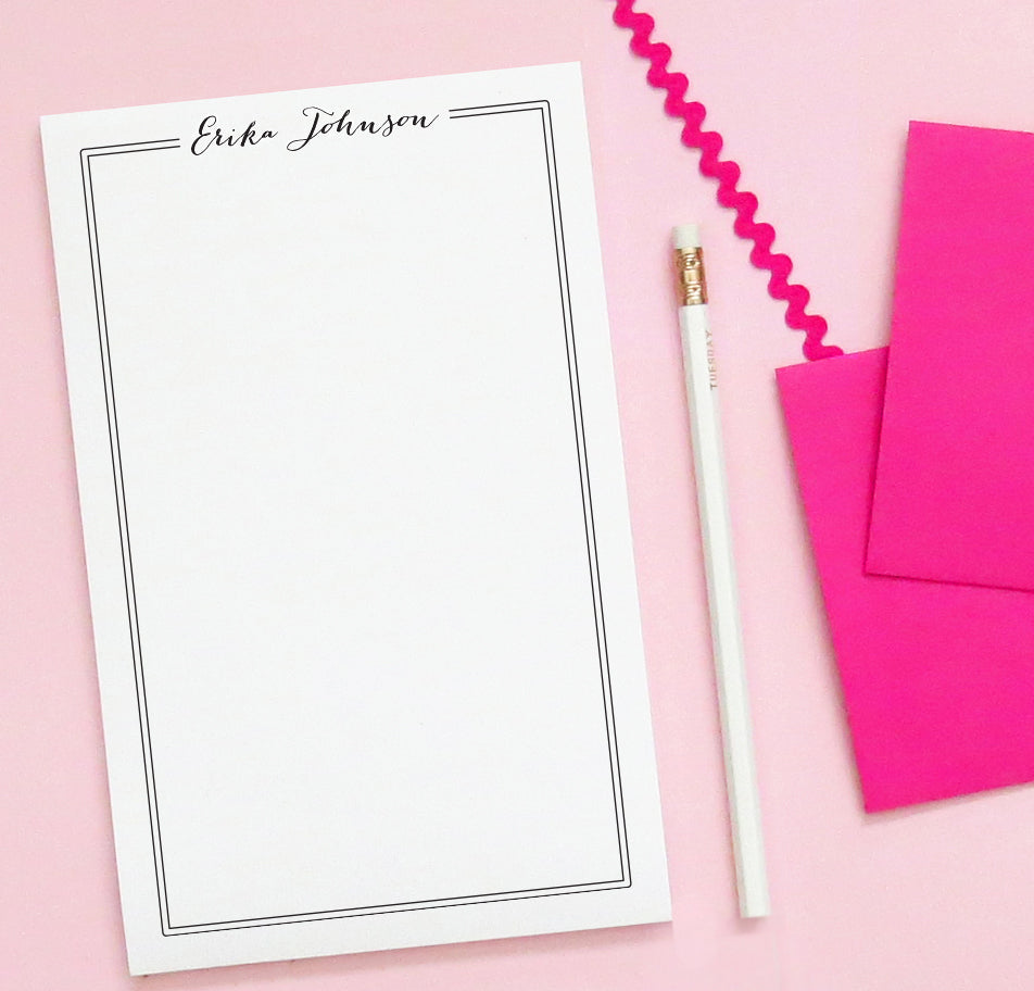 NP032 personalized name and border notepad for kids script stationery