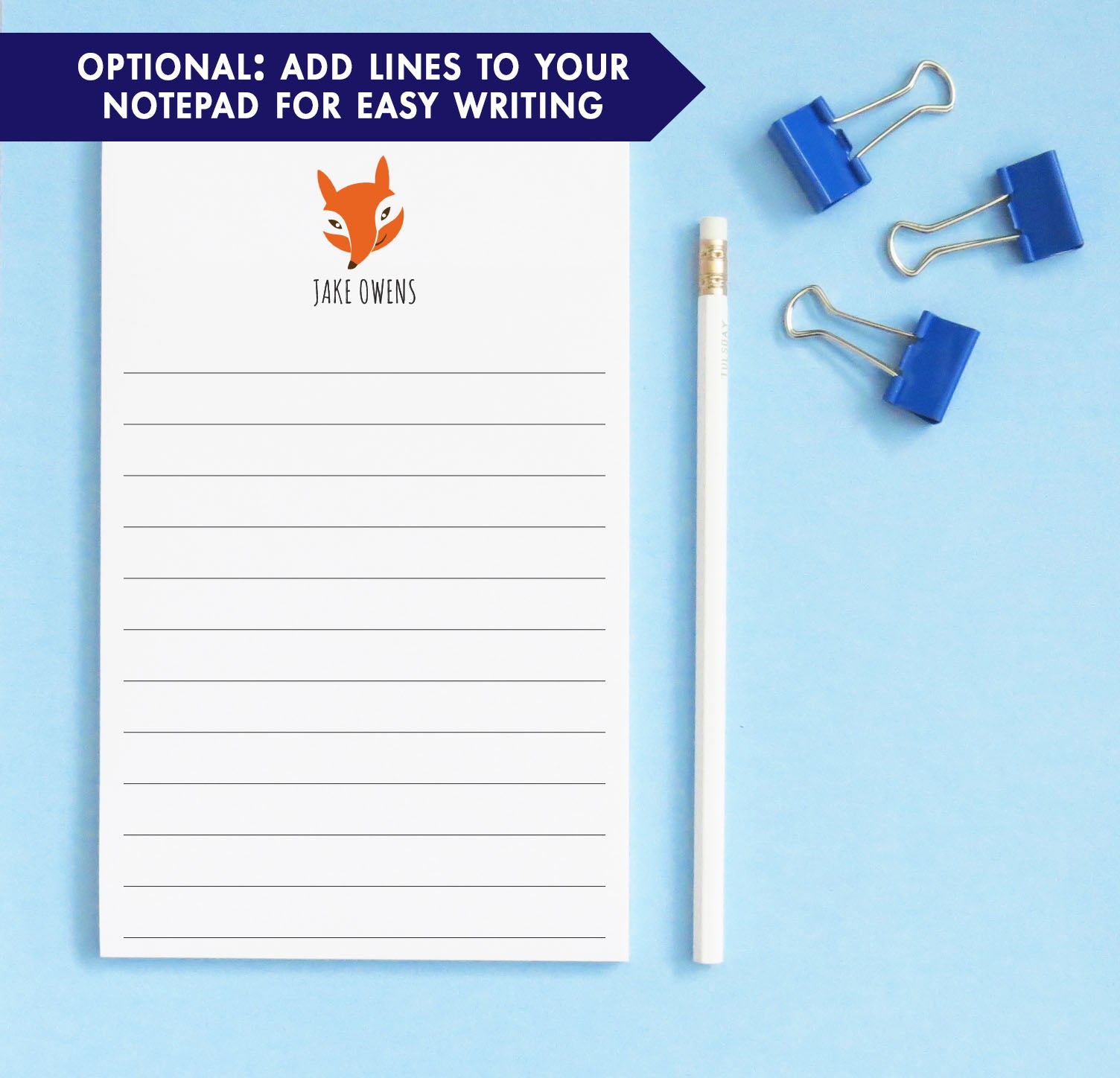 NP040 personalized fox notepads for kids animal