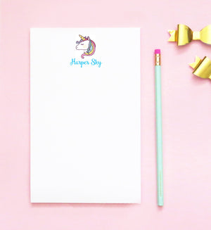 NP046 unicorn personalized notepad for kids animal script