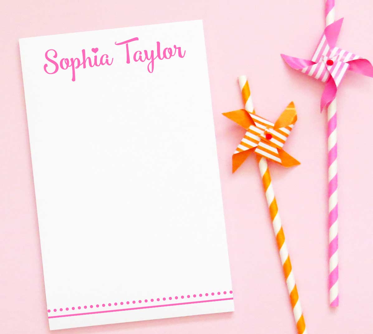 NP061 personalized simple kids notepad with polka dot line heart script