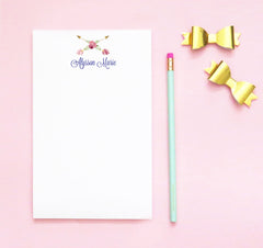 NP069 floral arrows personalized notepad set script women stationery