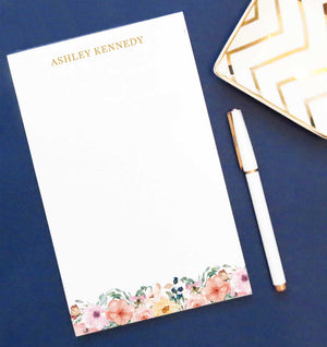 NP072 bottom floral personalized notepad for women flowers block font 1