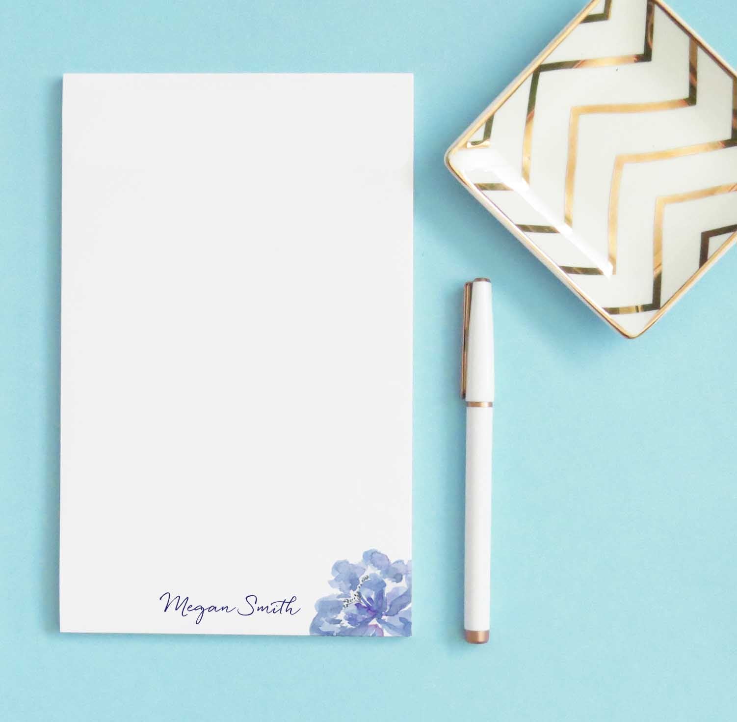 NP073 purple flower personalized notepad for women script floral 2