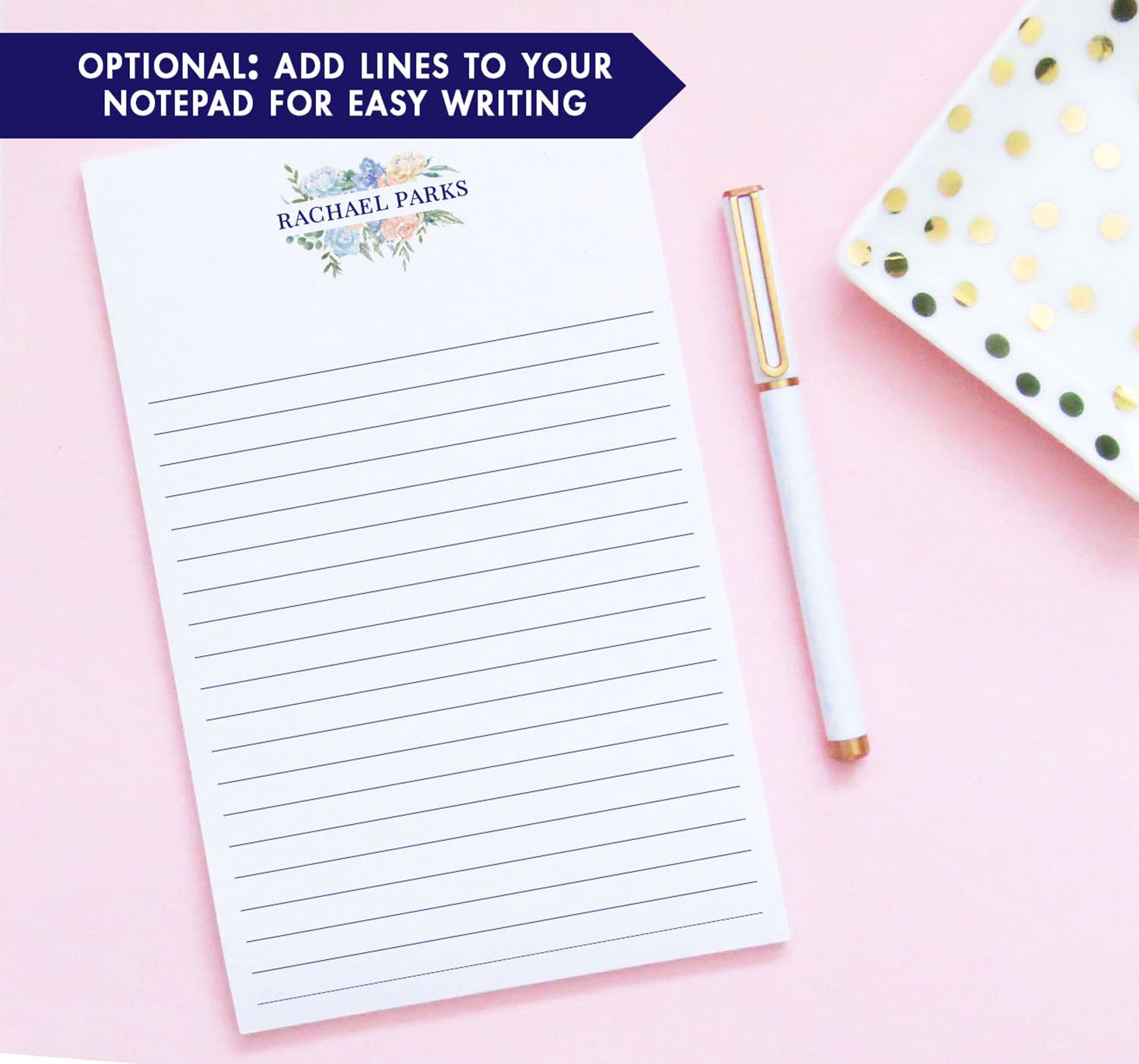 NP074 floral personalized notepad for women flowers florals paper 1