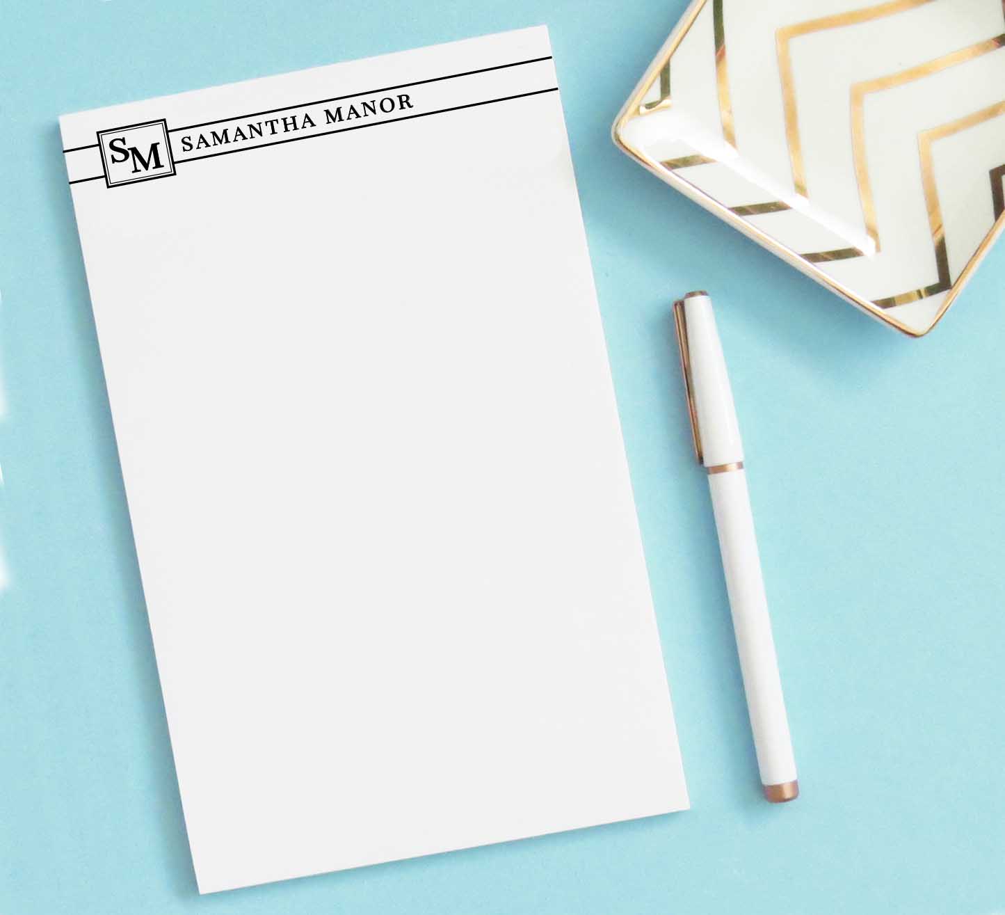Personalized Classic 2 Letter Monogram Note Pad with Name