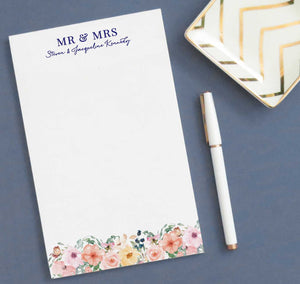 NP086 personalized mr and mrs floral notepads for wedding gift couples flowers stationery 2