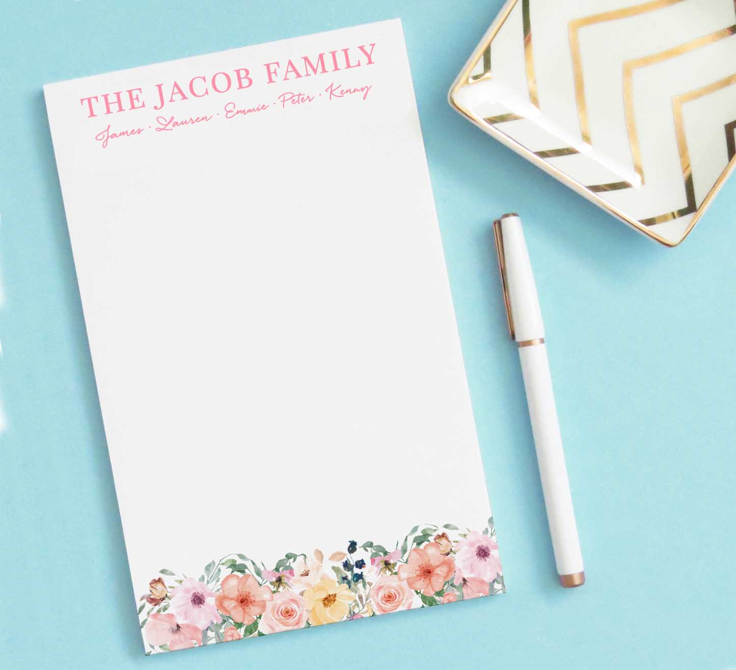 NP088 personalized elegant floral family note pad set florals writing paper 1