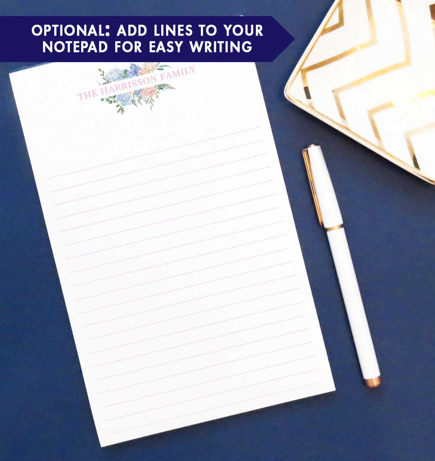 NP090 floral family note pad set personalized florals stationery writing paper 1