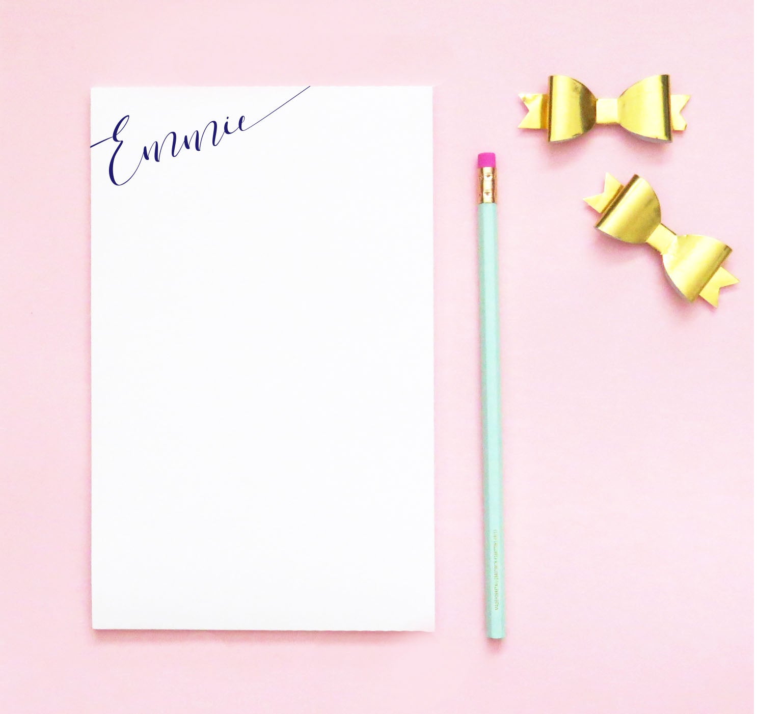 Simple Modern Script Notepads Personalized for Women - Modern Pink Paper