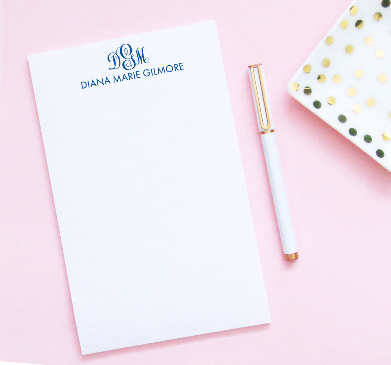 NP096 personalized modern 3 letter monogram note pads for women script paper stationary