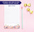 NP108 pink floral notepad personalized set script florals paper lined