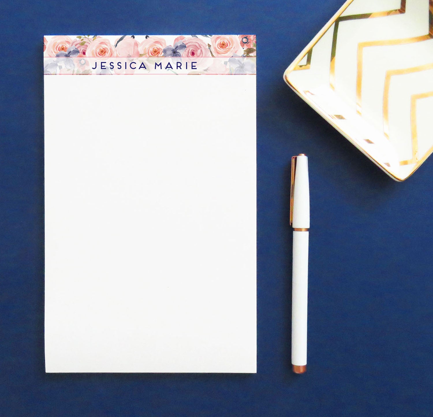 NP109 top floral note pad personalized for women florals banner stationery