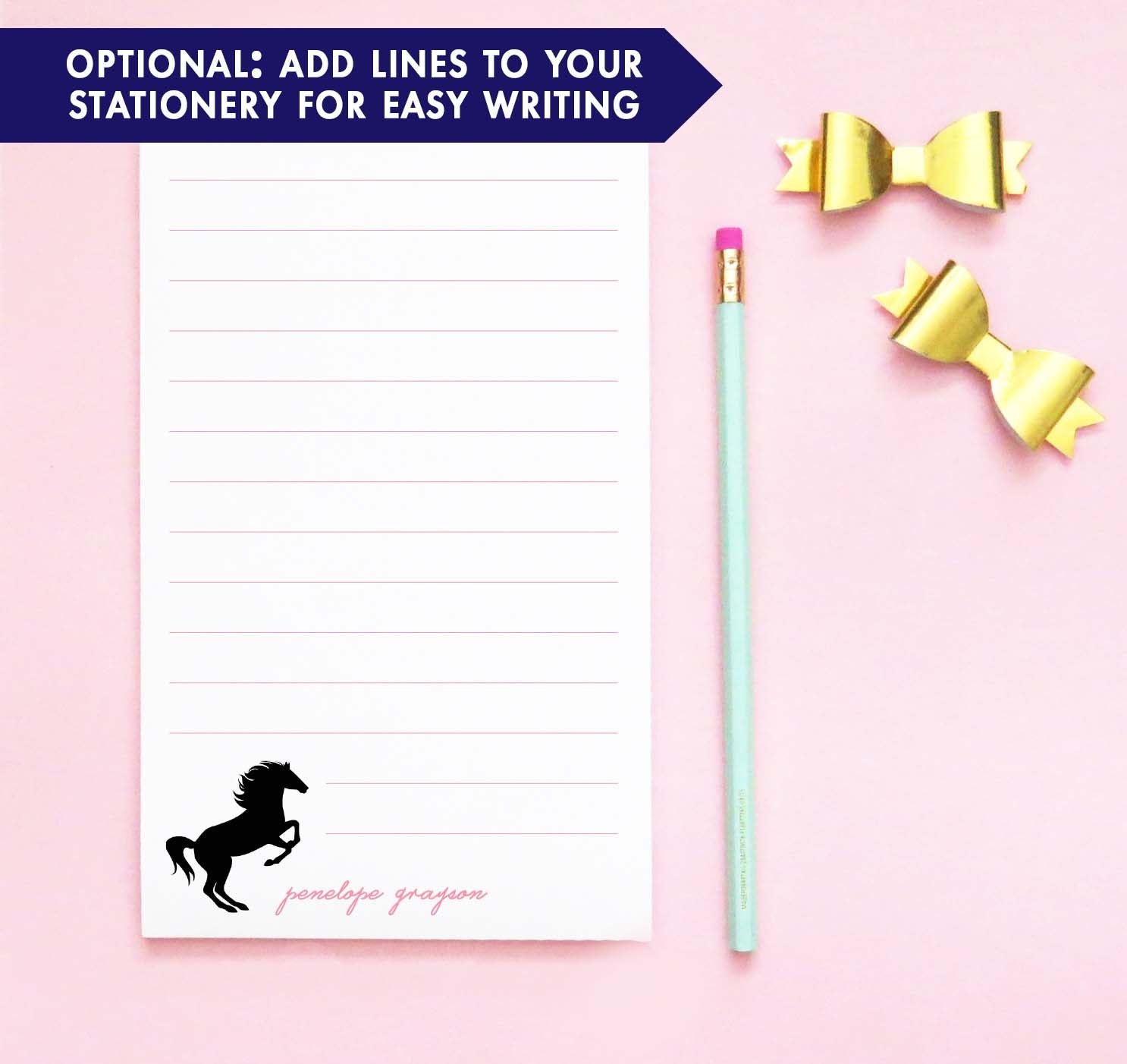 NP110 horse notepads personalized for kids animal silhouette pony