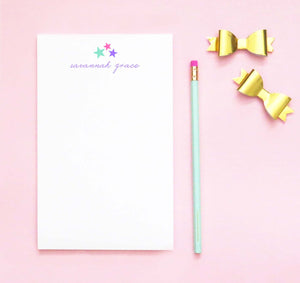 NP112 personalized 3 star kid notepads for girls stars writing paper