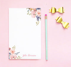 NP115 elegant floral corners note pad personalized for women florals script paper