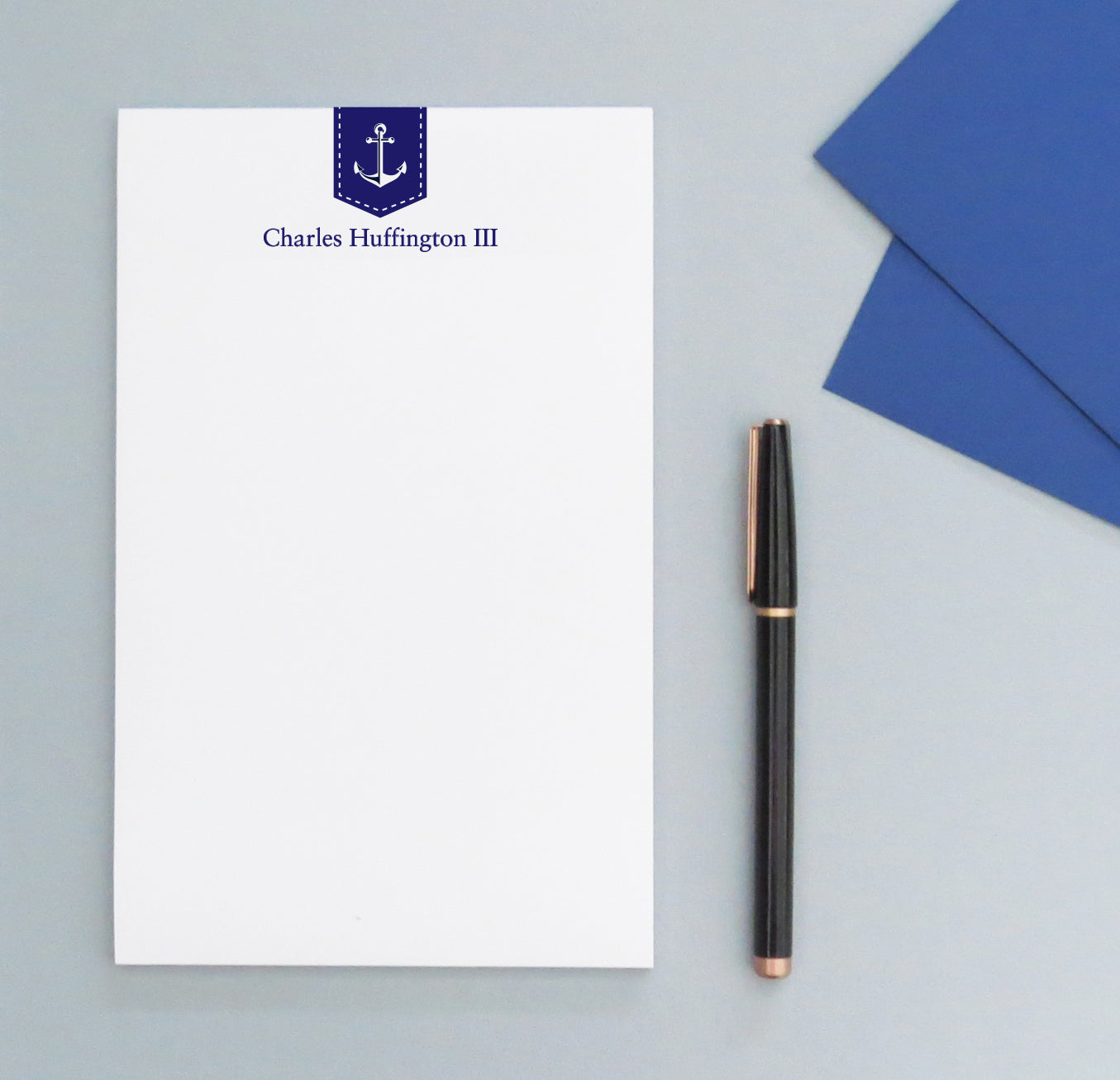 NP119 nautical anchor personalized notepad for men and women anchors block font