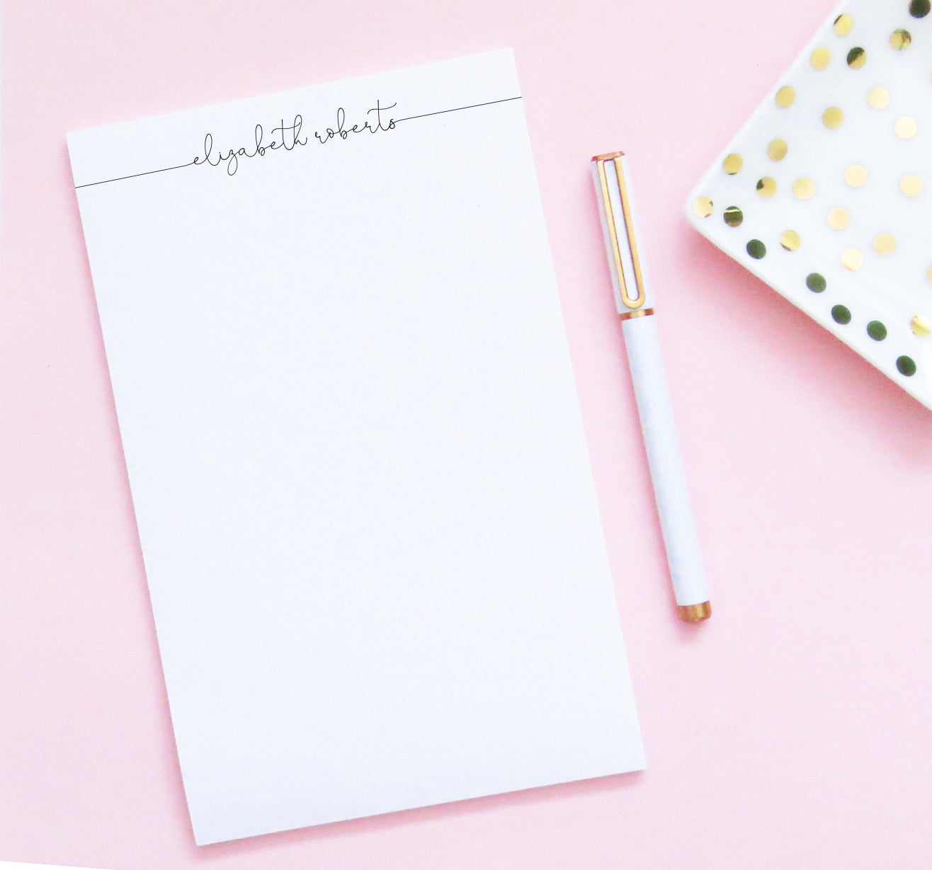 Elegant Script Note Pads Personalized Set - Modern Pink Paper