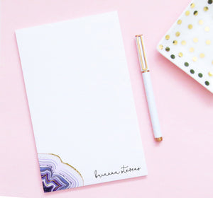 NP123 purple agate personalized notepad for women amethyst writing stationery