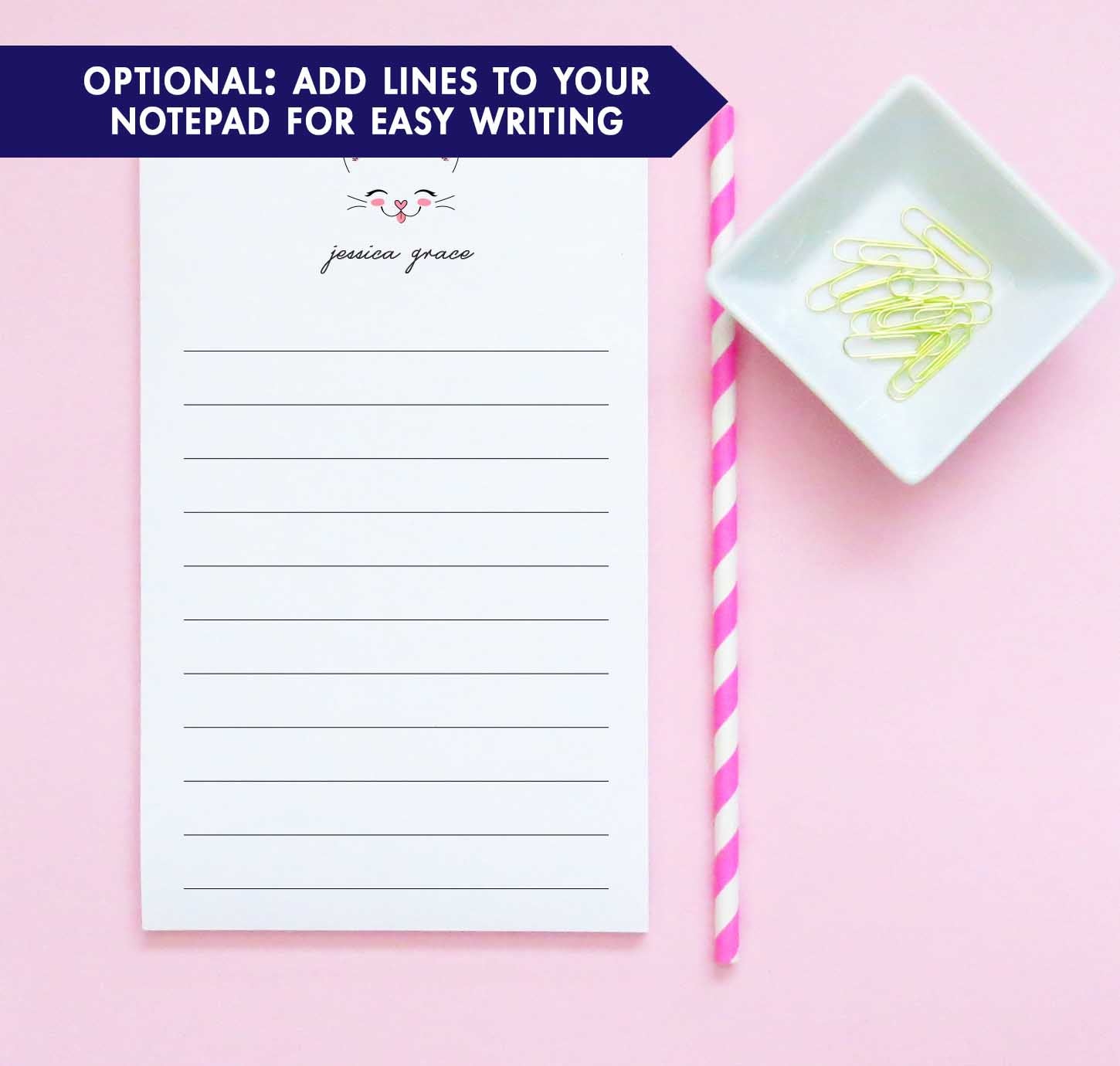 NP131 cat personalized note pads with script font cats kitty kitten