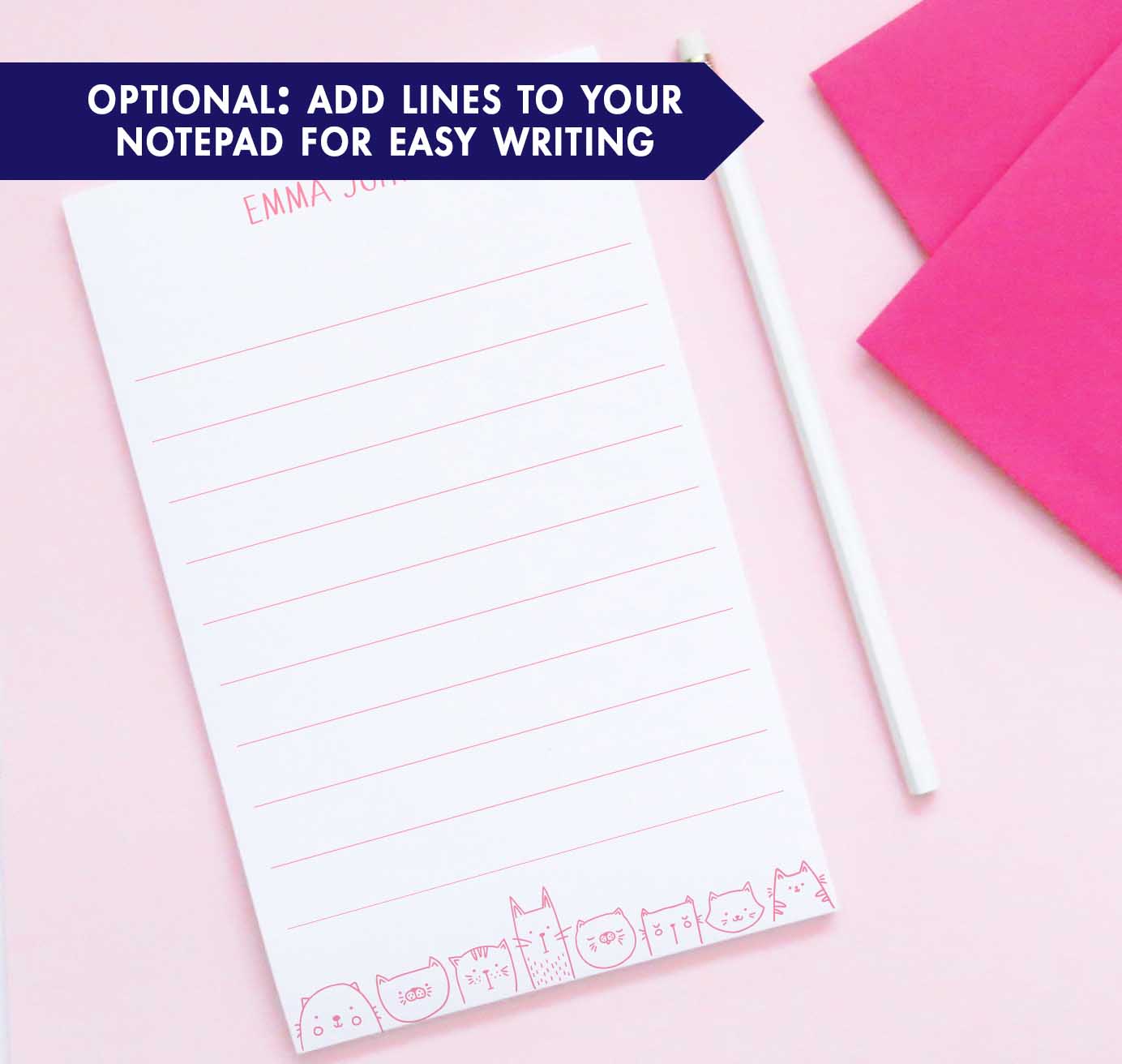 NP133 cats personalized writing paper for kids cat kitty a note from