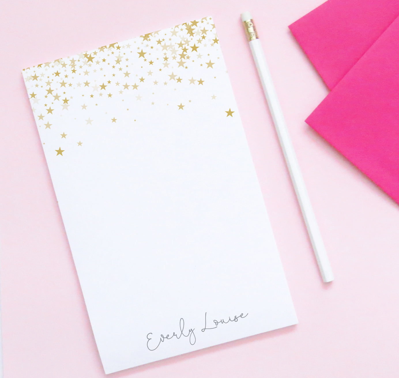 NP136 gold stars personalized stationery notepad for kids star writing paper
