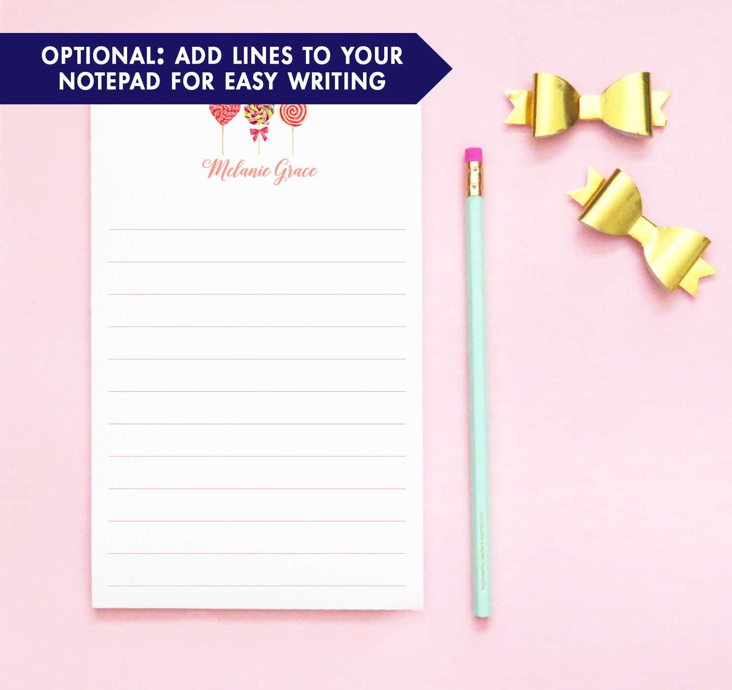 NP144 lollipop kids note pads personalized for kids candy lollipops paper