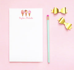 NP148 personalized ice cream note pads for kids icecream cones paper