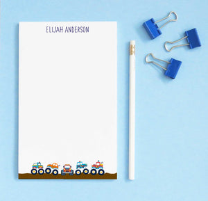 NP149 personalized monster truck notepads for kids trucks automobile boys