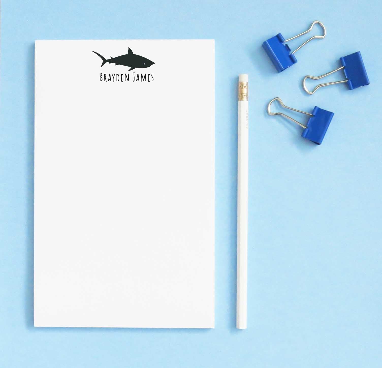 NP152 personalized shark silhouetter kids note pads set sea animal sharks