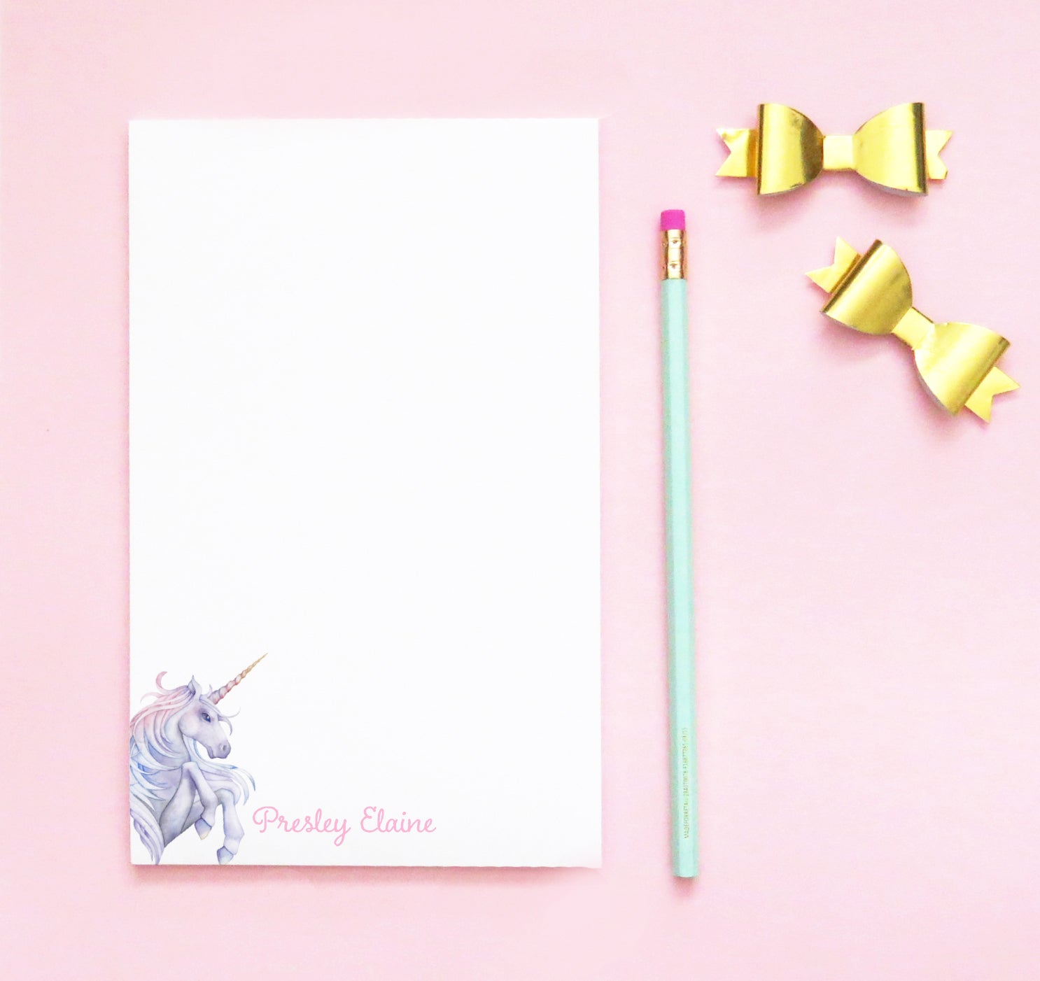 NP155 personalized watercolor unicorn notepads for kids unicorns personal stationery